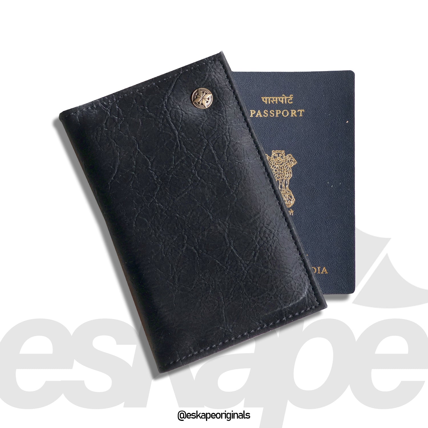 Sleek Black Textured Travel Wallet