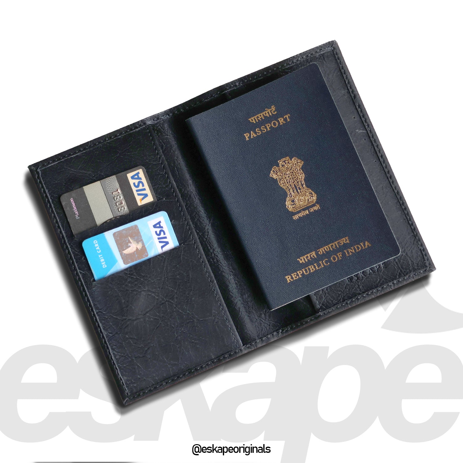 Sleek Black Textured Travel Wallet
